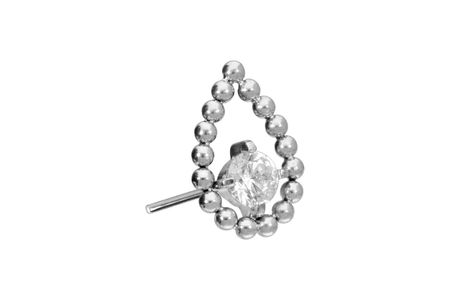 TItan Aufsatz mit Push Pin TROPFEN + KRISTALL von Piercingline